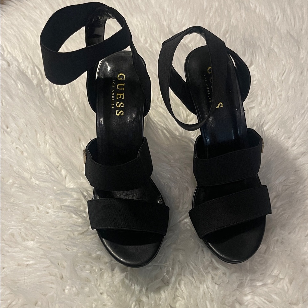 GUESS Black Strappy Heels